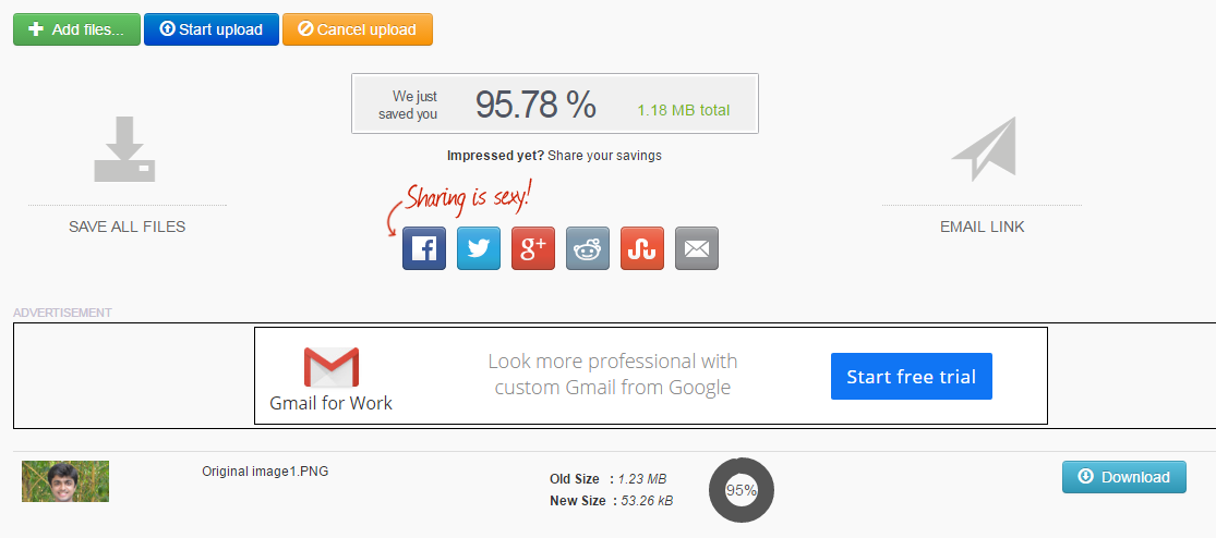 Compress photos optimization look