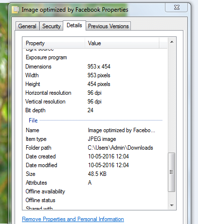 Facebook optimmized image properties