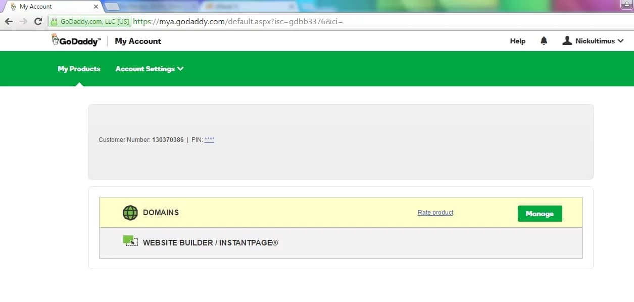 GoDaddy Product Page