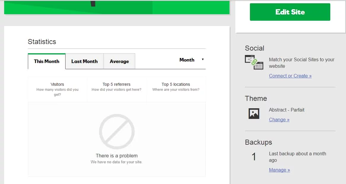 GoDaddy Website Builder DashBoard
