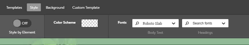 jimdo style settings. You can switch for entire site or block-wise to change its colors and fonts.