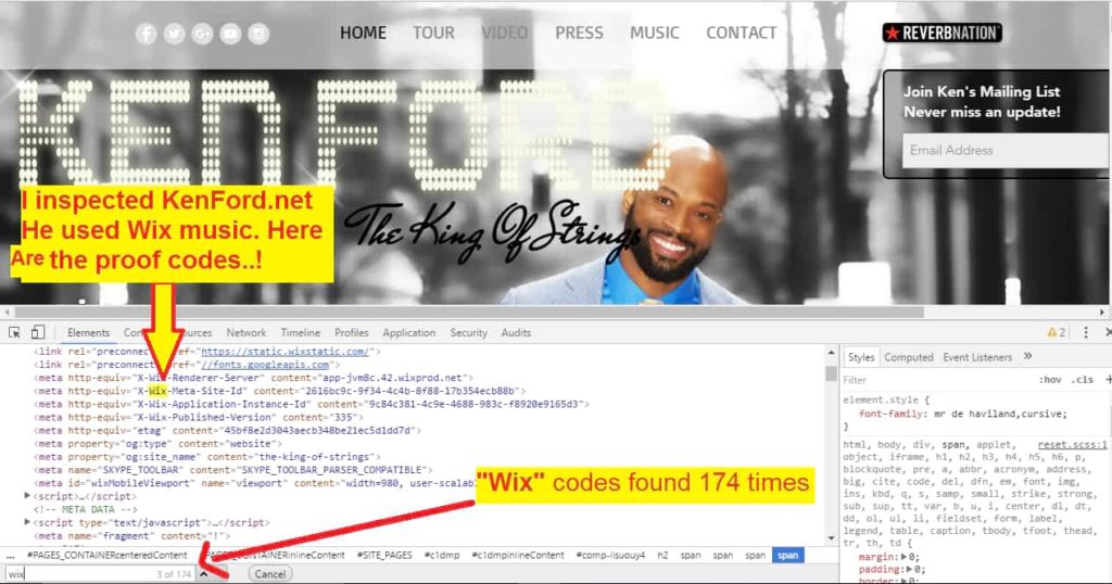 Kenford used Wix music. We inspected it. Here is the Proof codes