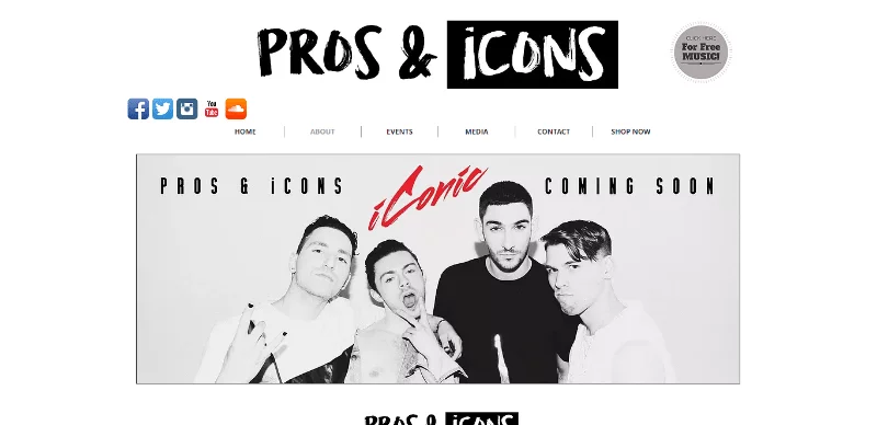 band website prosandiconsmusic homepage