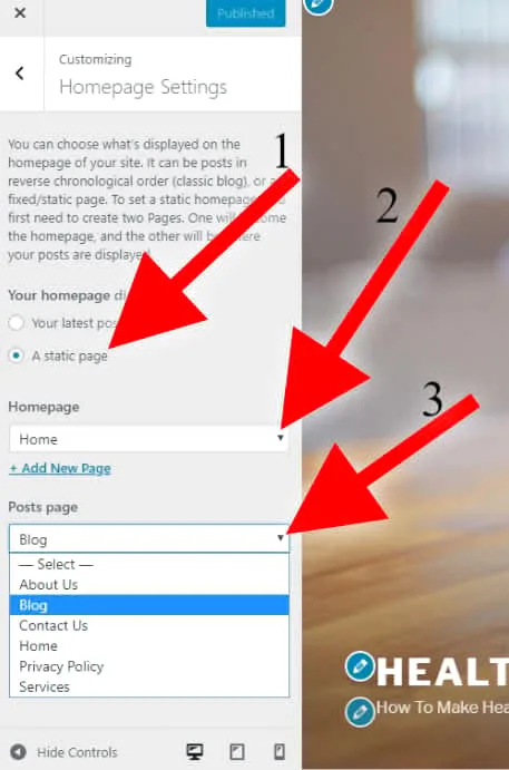 home page and post page setting