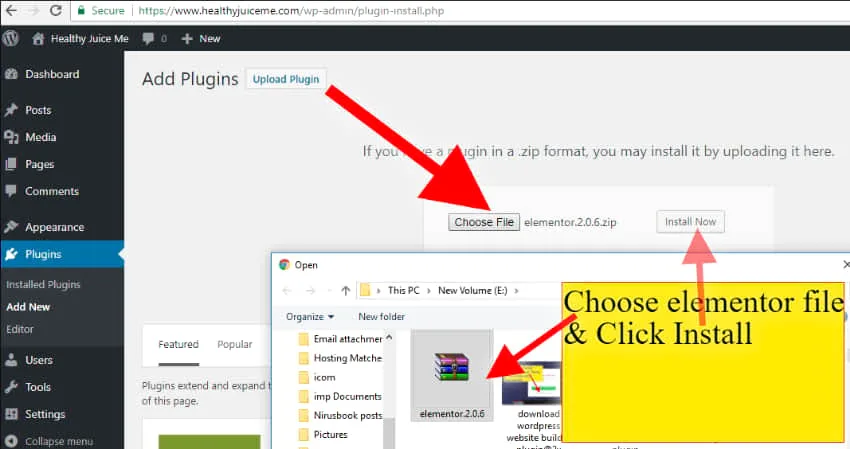 upload wordpress web site builder plugin