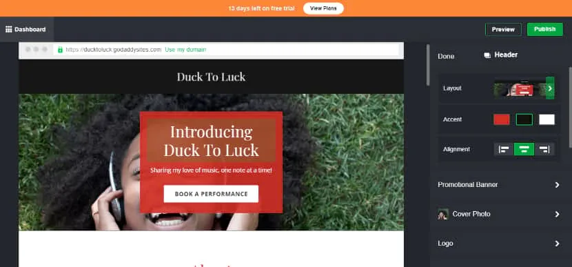 godaddy website builder editor