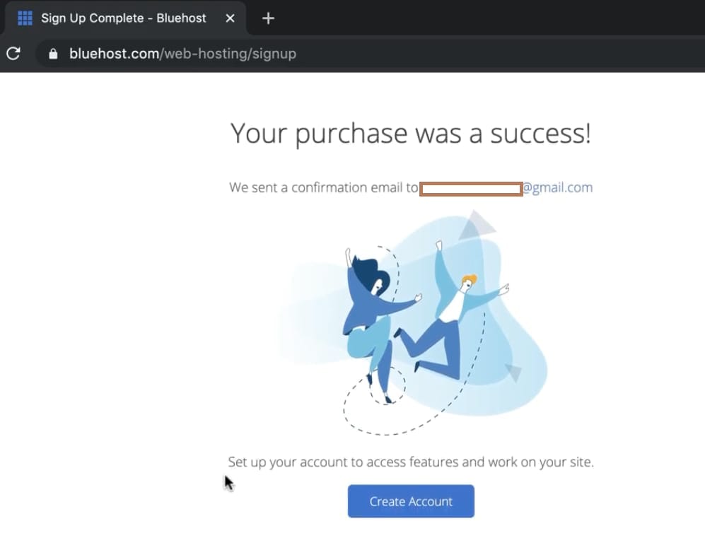Bluehost purchase successful
