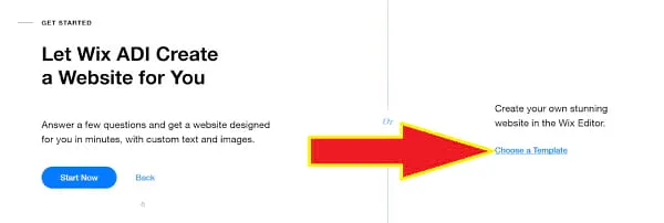 Click Choose a template to create your own online store E-commerce website.