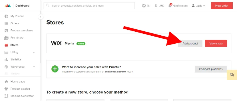 Click Add products for your online store with no money