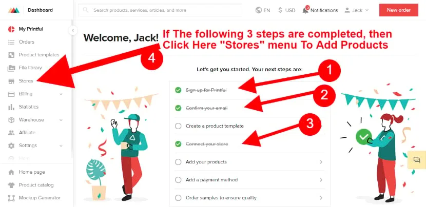 Click stores menu to add products for your connect wix eCommerce online store website with no money