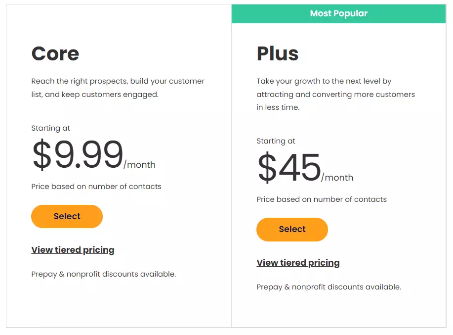 Constant Contact pricing