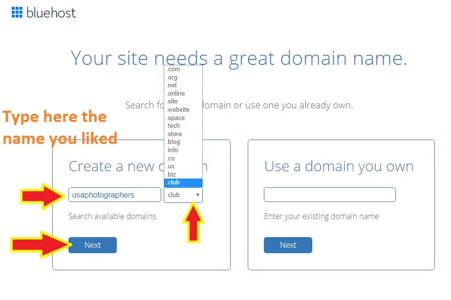 Create a domain name for your social networking website like facebook
