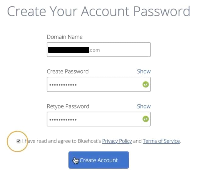 Create an account on bluehost