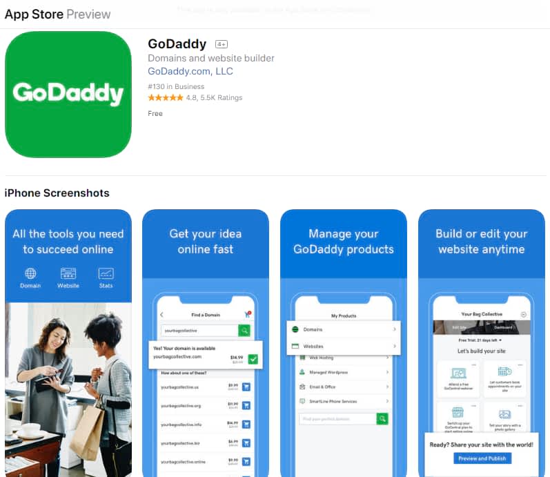 Godaddy iPhone app