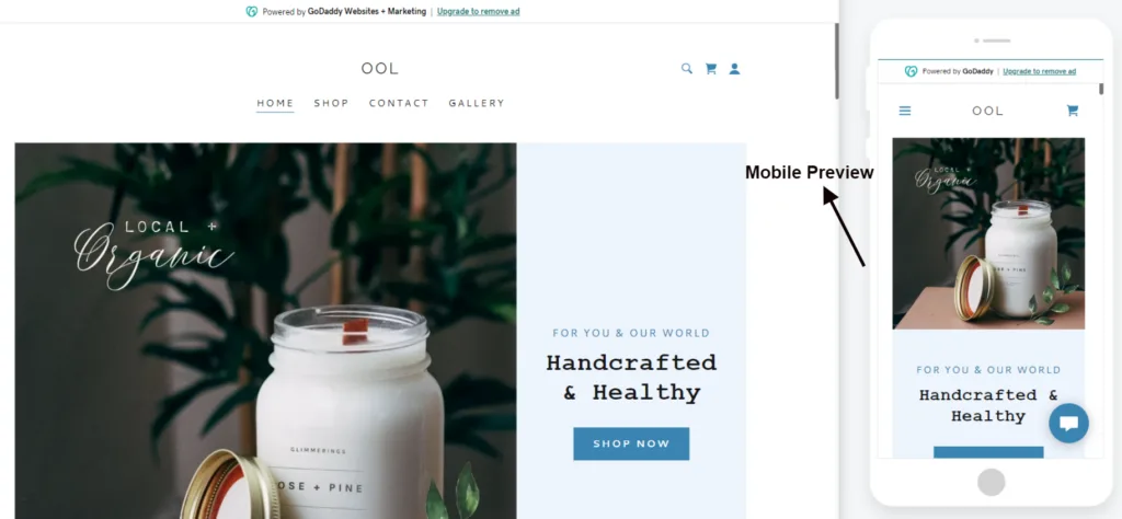 GoDaddy mobie responsive