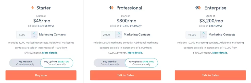 HubSpot pricing