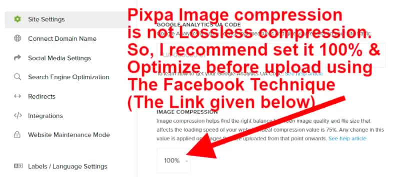 Image compression setting