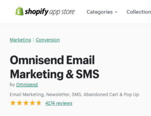 Omnisend shopify app review rarting is 4.6