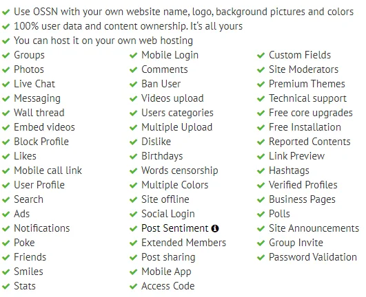 Open source social network features