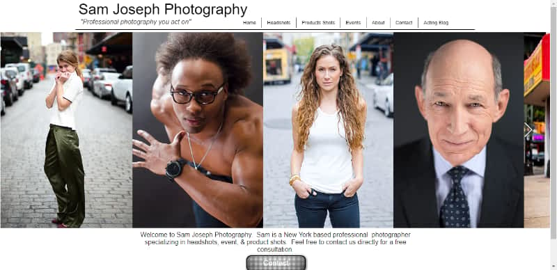 Photographer Sam Joseph website home page