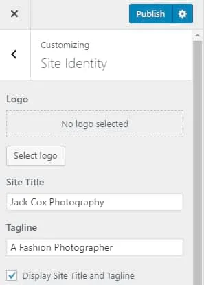 Photography website title and tagline