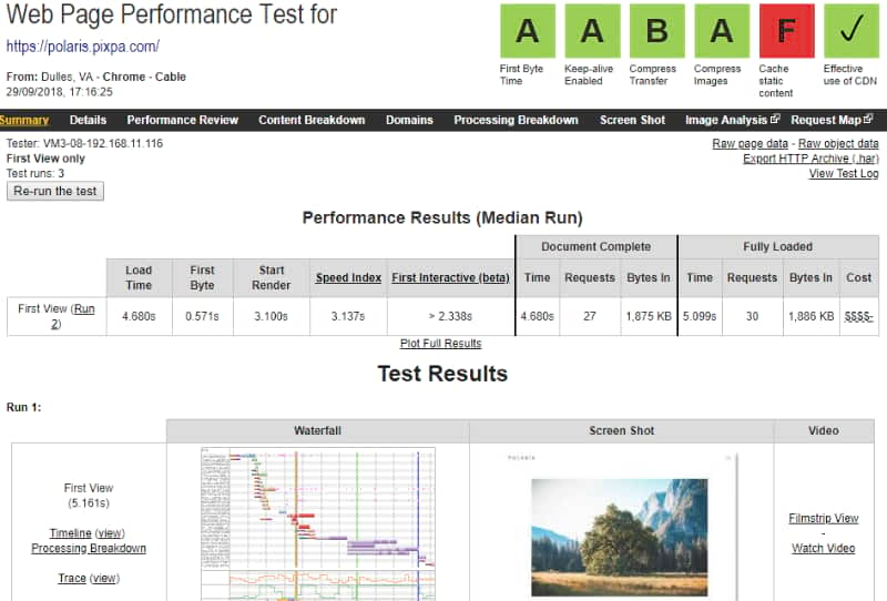 Pixpa website & template performance