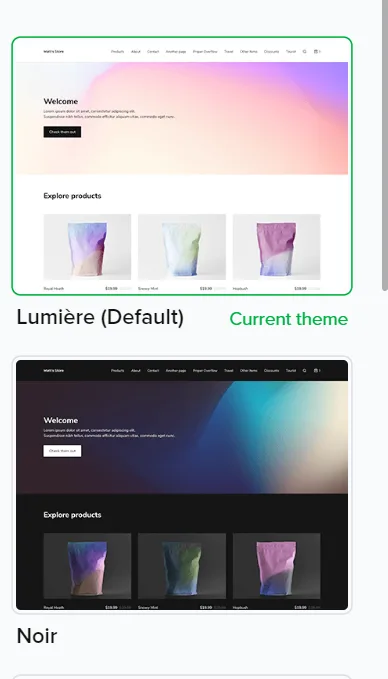 Sellfy themes