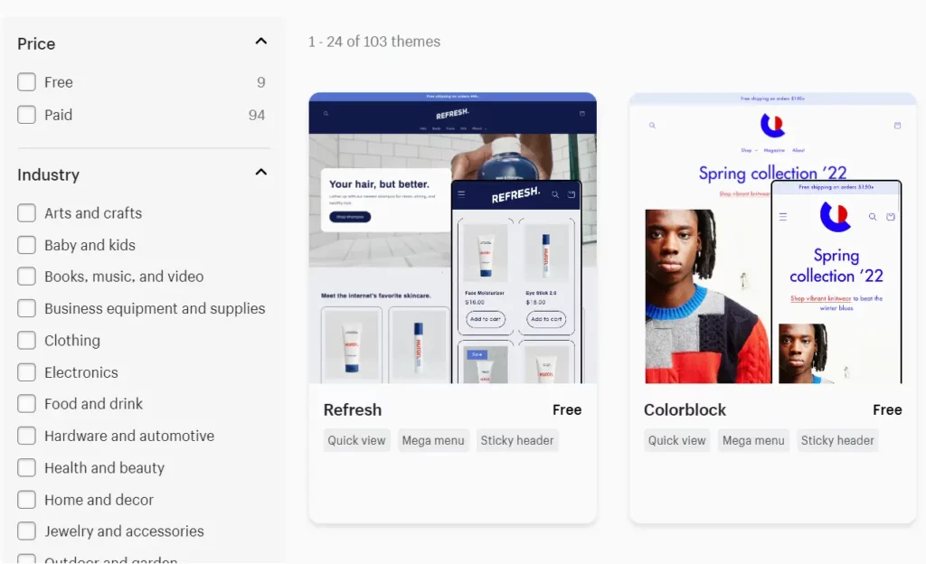 Shopify themes