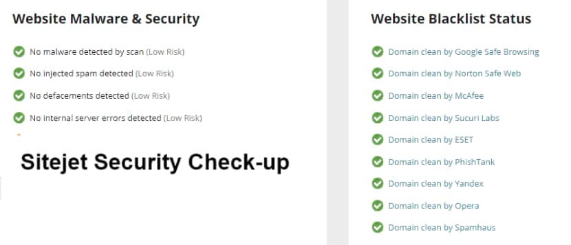 Sitejet Security check up