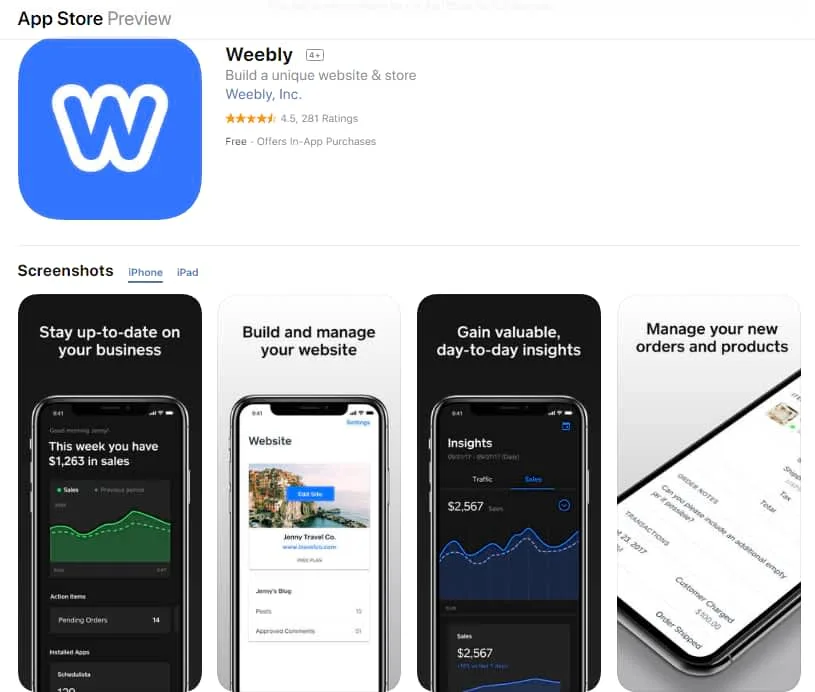 Weebly iPhone App