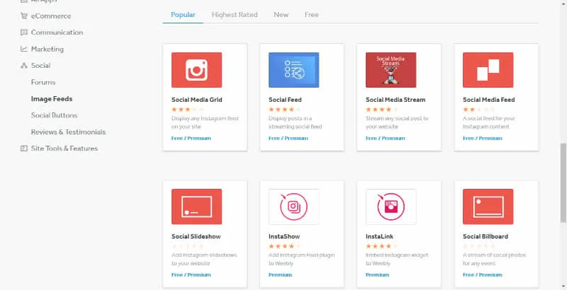 Weebly photo feed apps