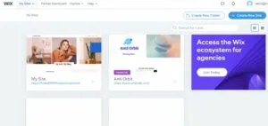 Wix My Sites Dashboard with a premium business unlimited plan website