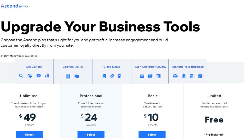 Wix business pricing & plans