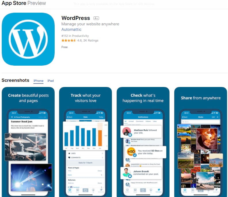 WordPress iPhone App