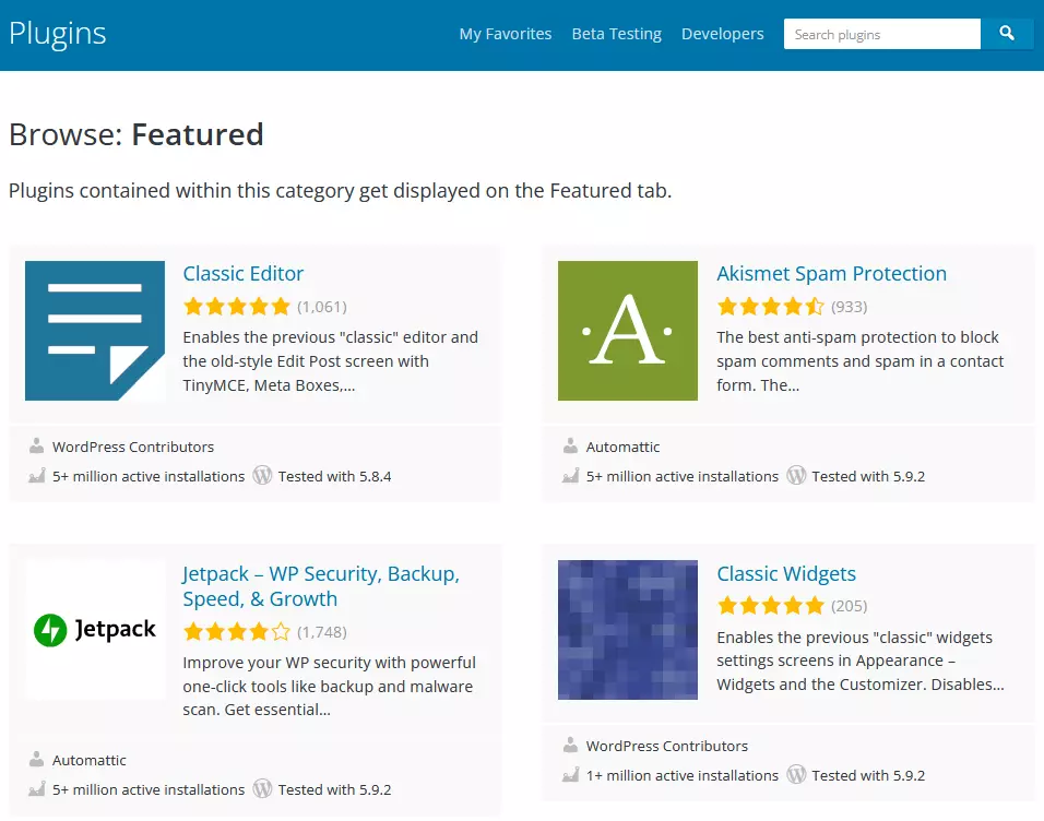 Wordpress.org plugins