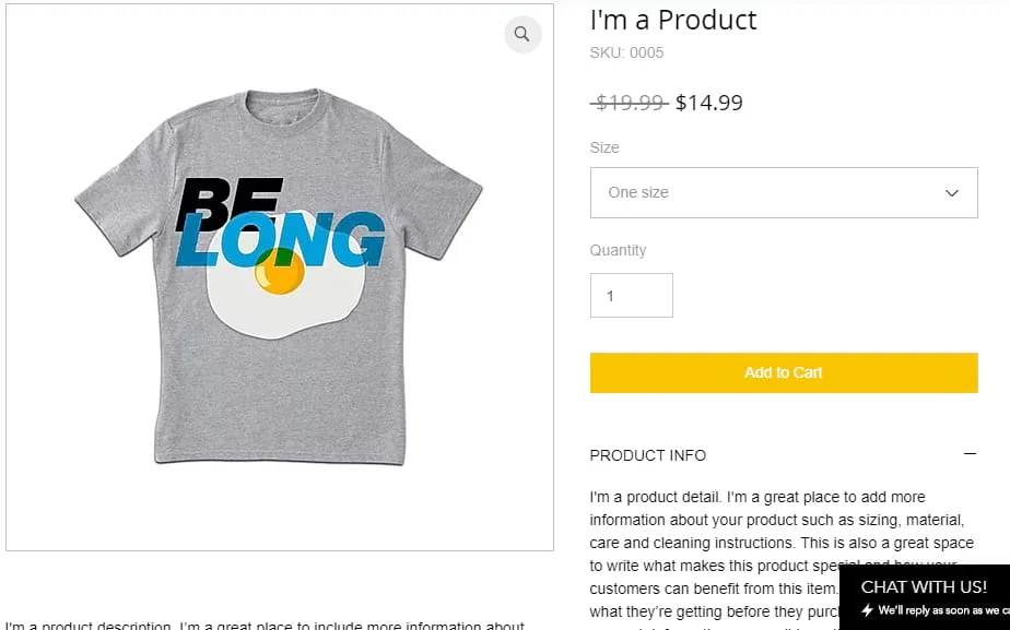 Your online store clothing product add to cart