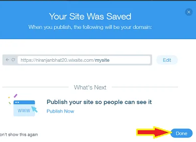 Click done to save your website