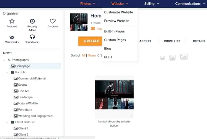 Zenfolio Dashboard