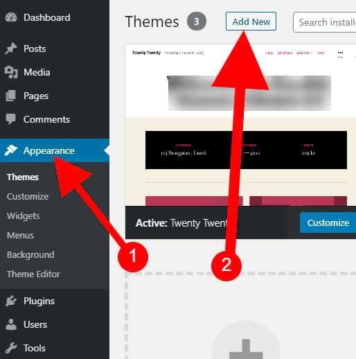 go to appearance & click add theme