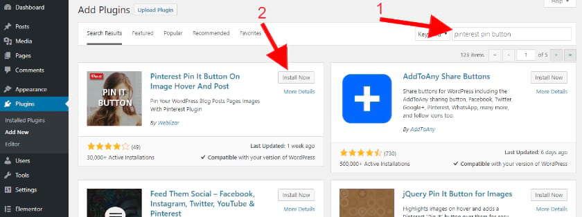 add Pinterest pin button plugin for your images