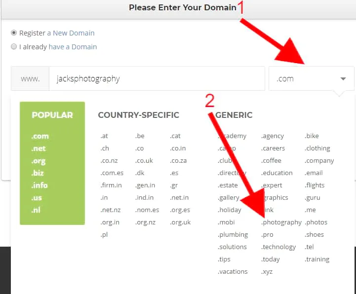 different top level domains for your photography website