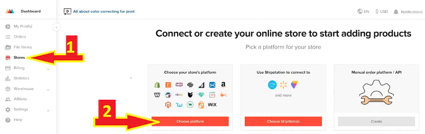 go to Stores Menu to connect your eCommerce platform