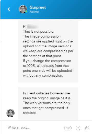 how Image compression and client galleries setting works in Pixpa