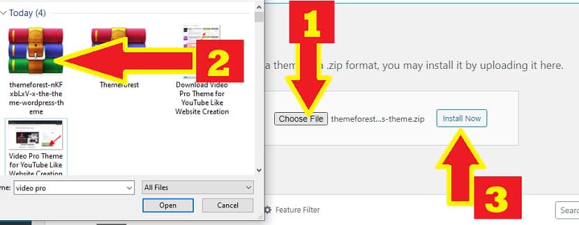 install video pro wordpres youtube like theme