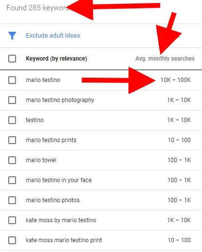 Mario Testino searches per month