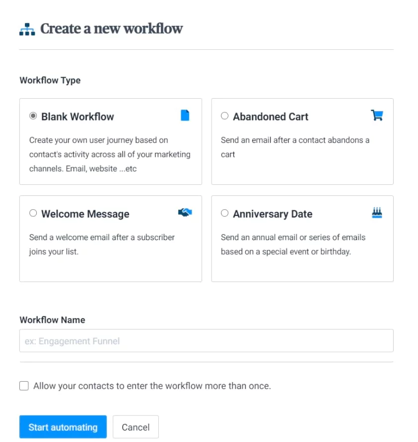 Workflow options