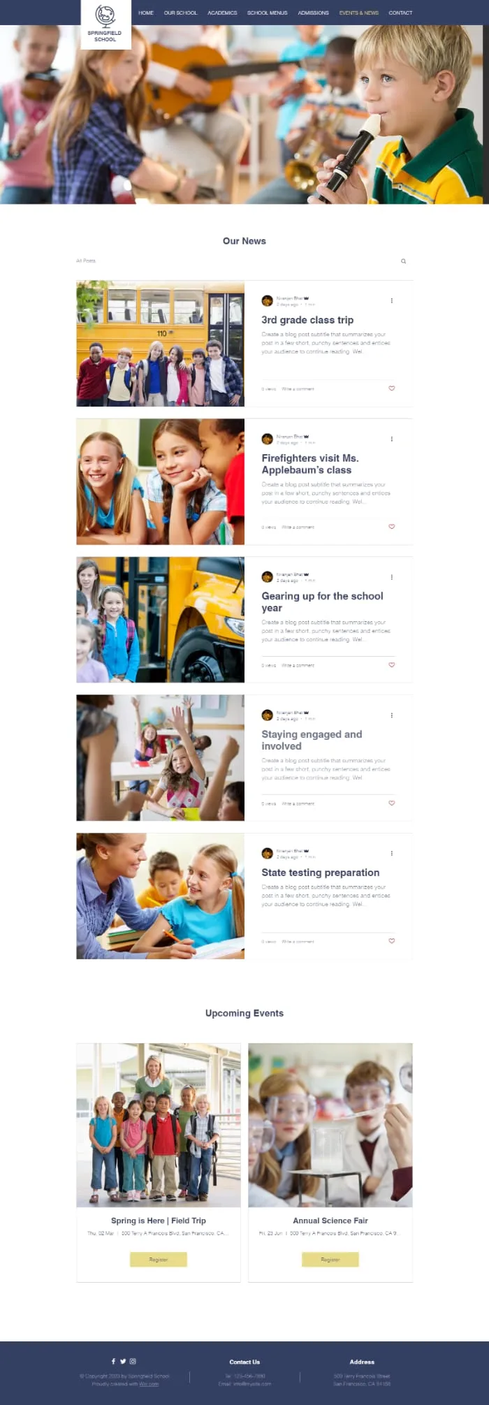 school website event page