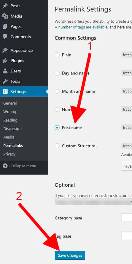 set page url structure as post name