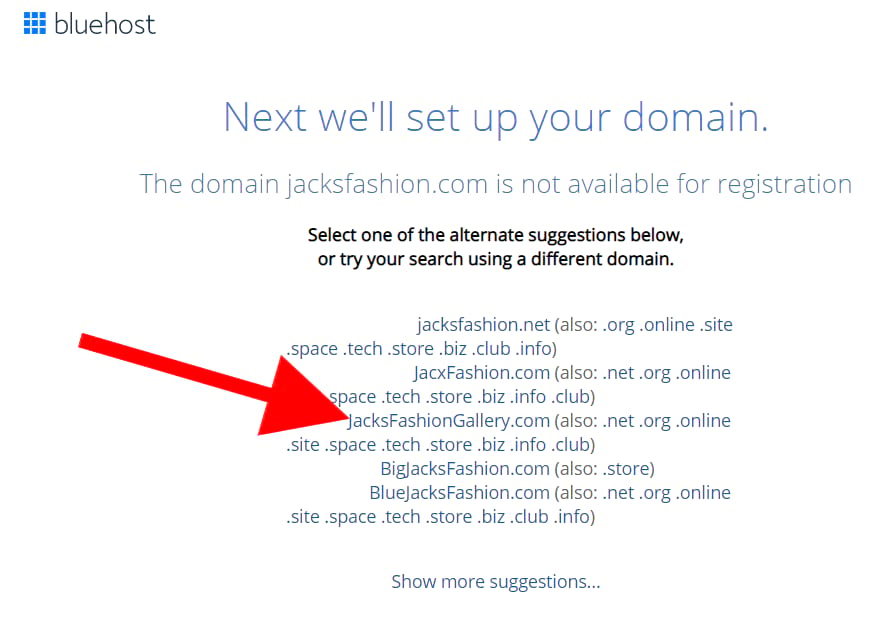 unavailable domain name